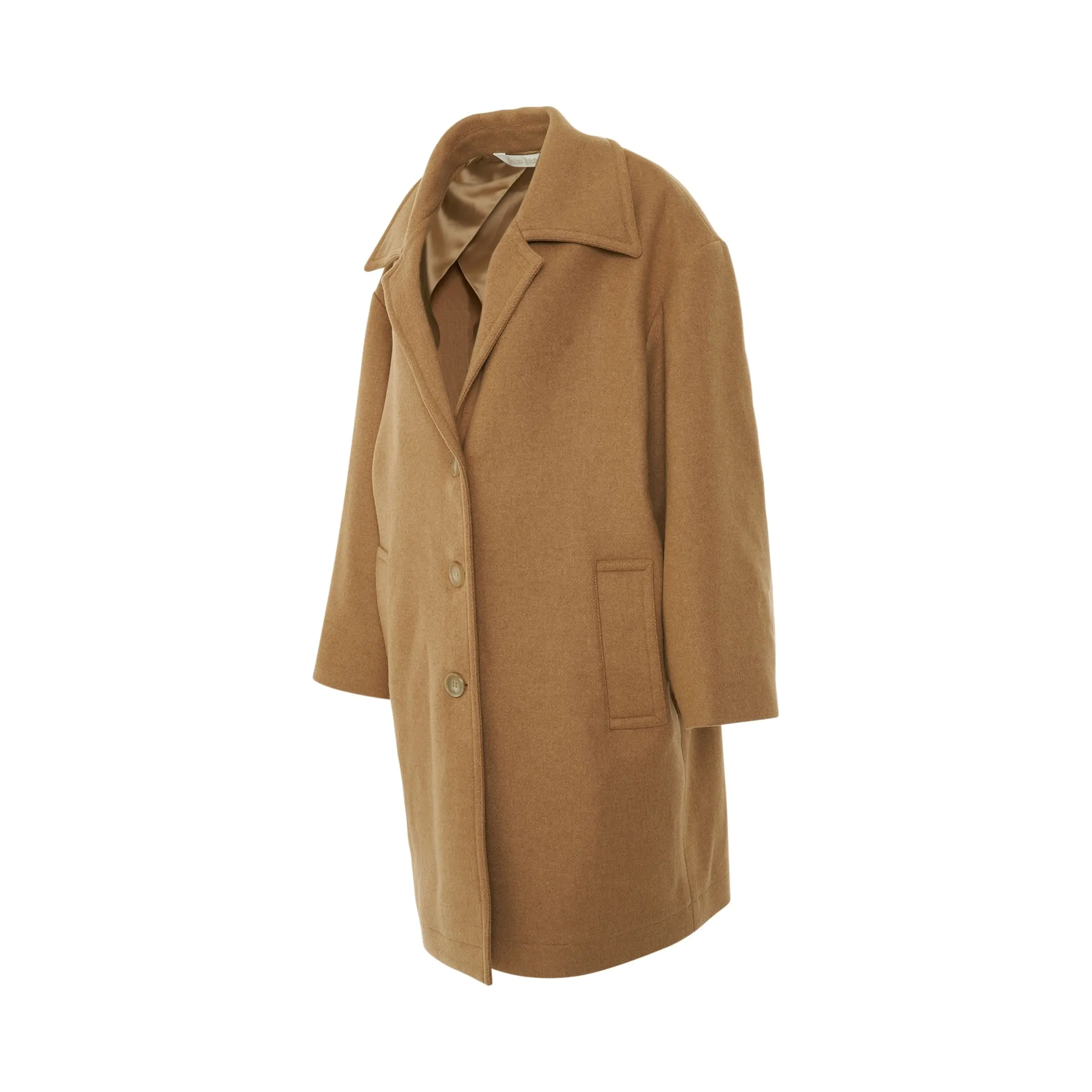 Round Logo Coat in Beige/White