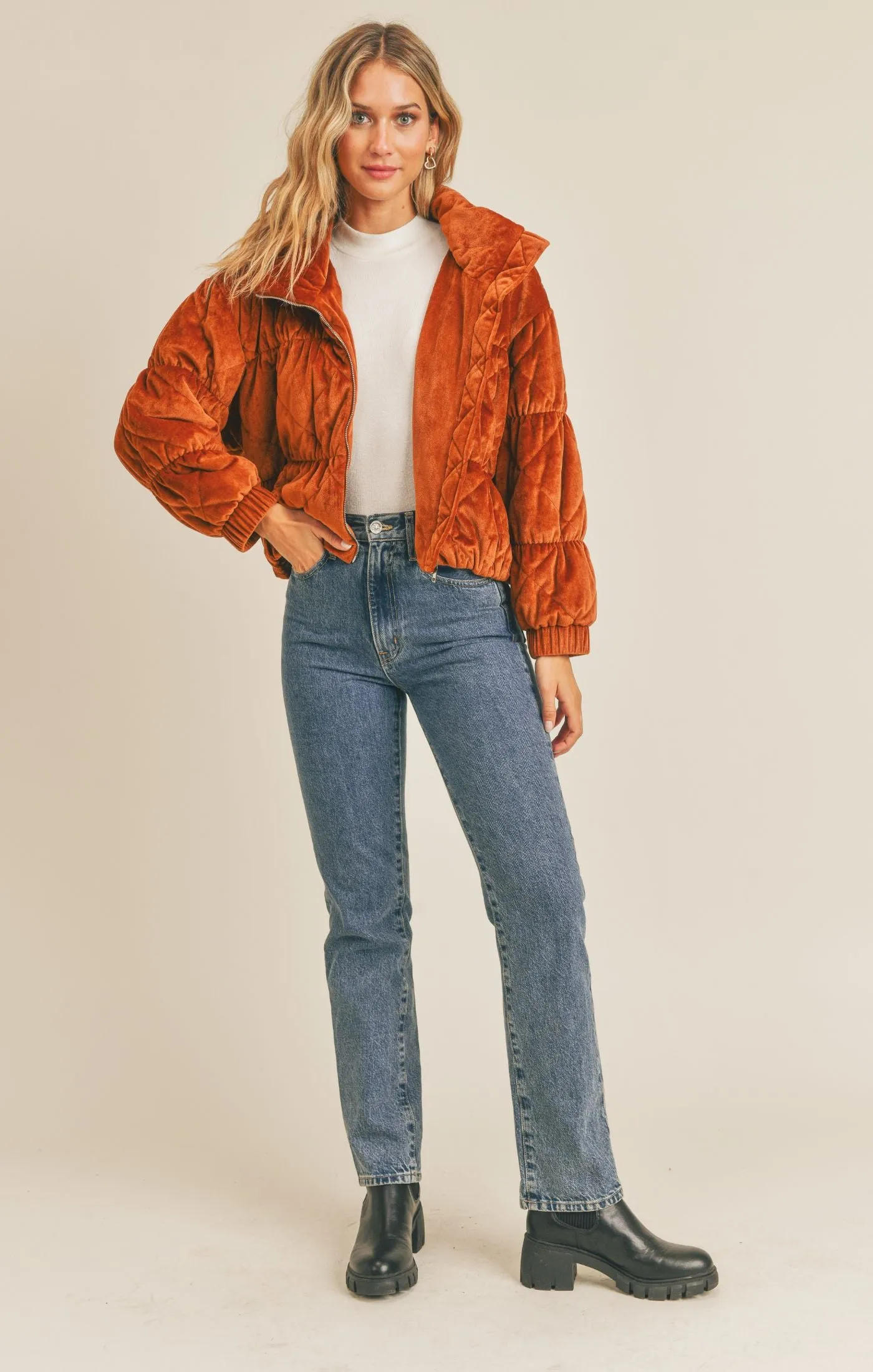 Rust Cosmic Quilted Coat