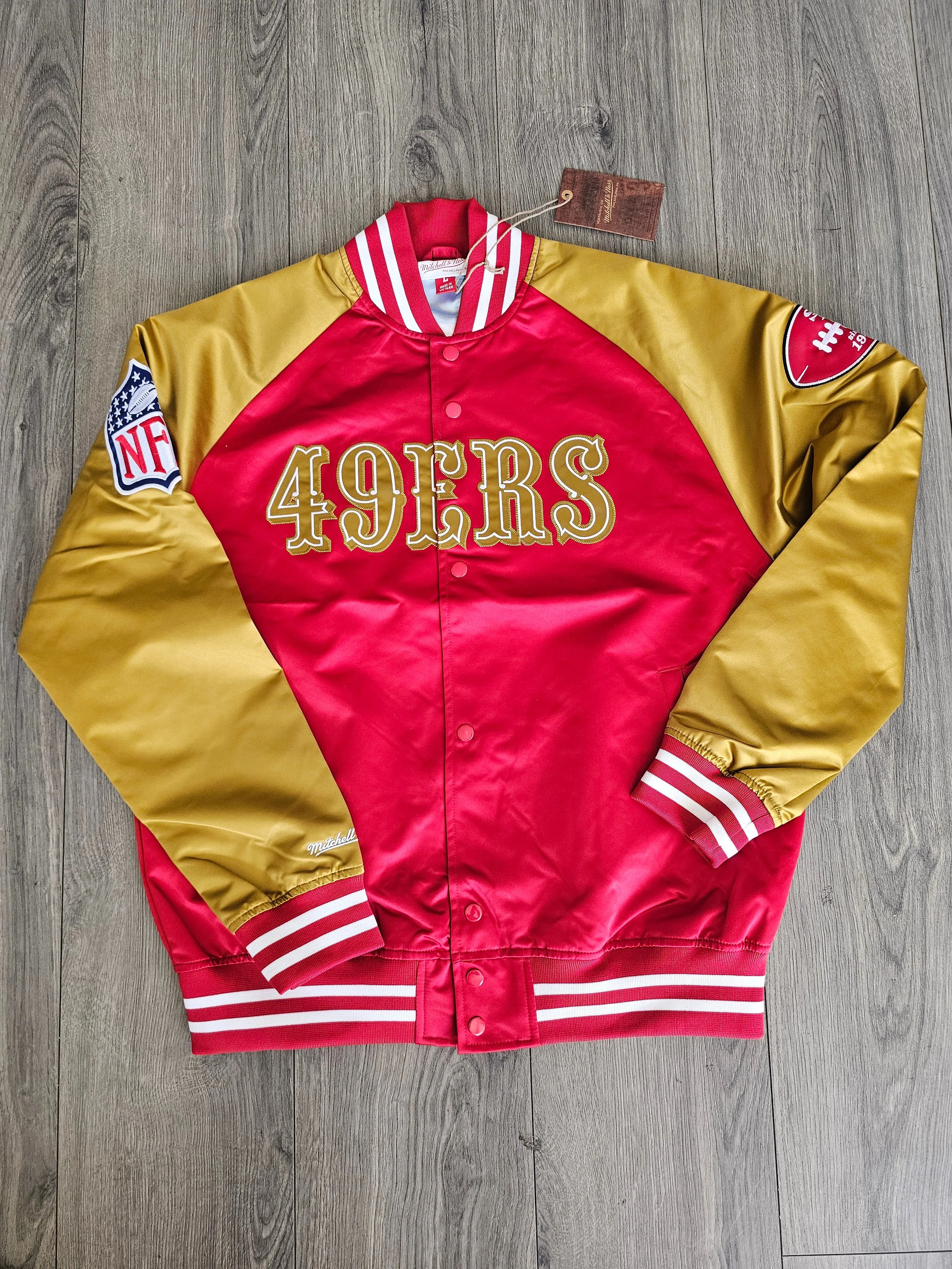 San Francisco 49ers HD Color Blocked Mitchell & Ness Jacket