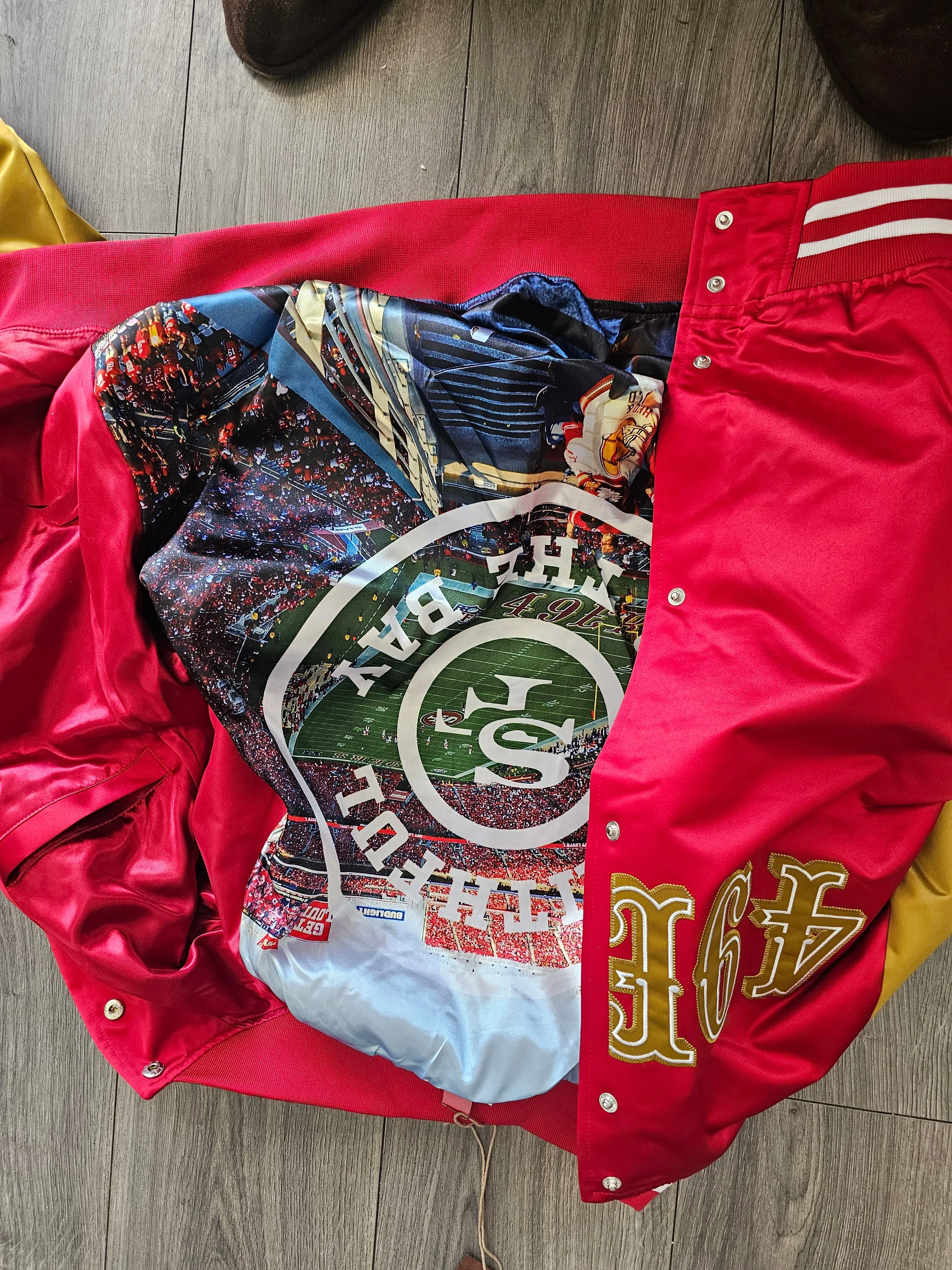 San Francisco 49ers HD Color Blocked Mitchell & Ness Jacket