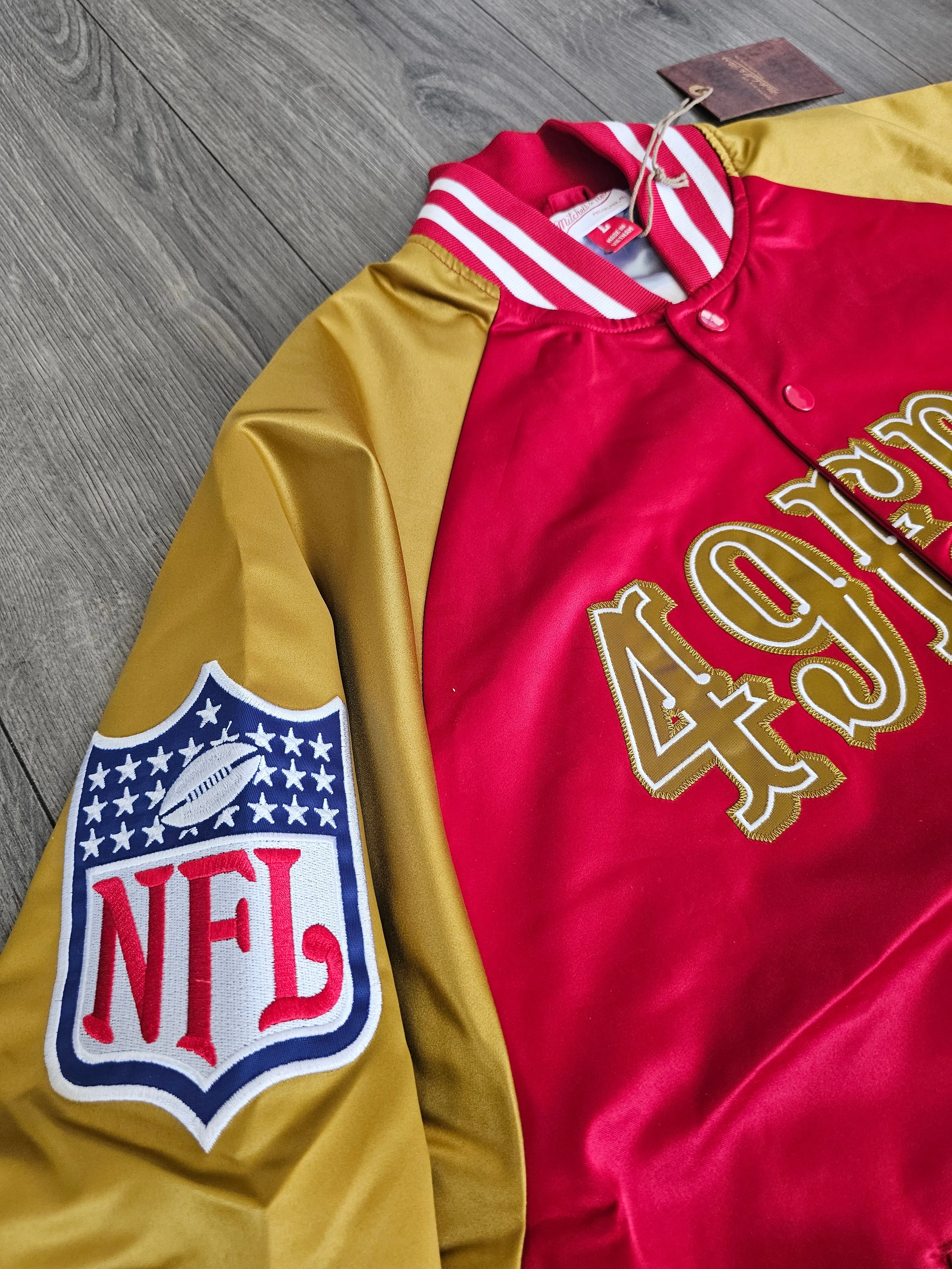 San Francisco 49ers HD Color Blocked Mitchell & Ness Jacket