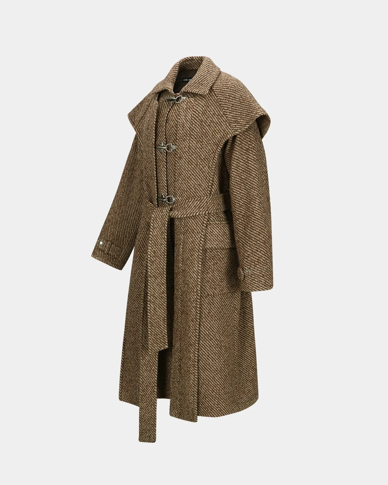 SCARF DOUBLE-LAYERED COAT awa661w(BROWN)