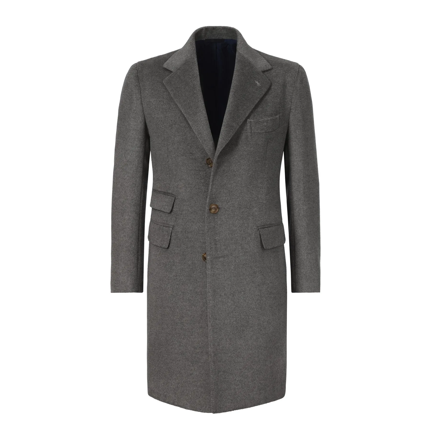 Single-Breasted Wool and Cashmere-Blend Cappotti Coat in Grey. Exclusively Made for Sartale