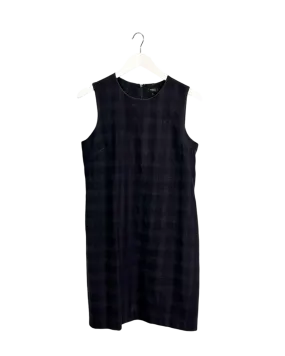 Size 10 - Theory Black Wool Plaid Power Midi Dress