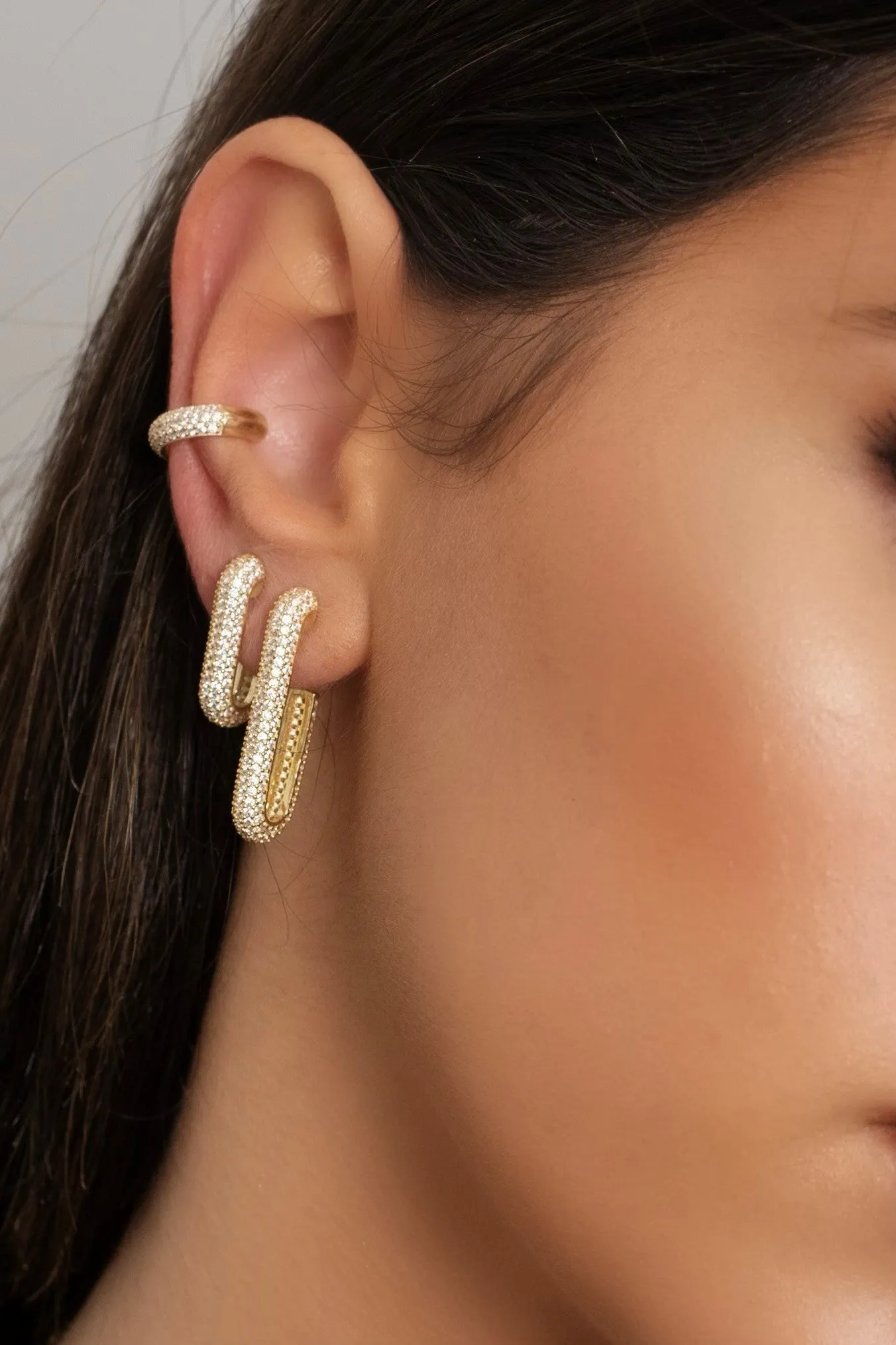 Small Pavé Drop Hoop Earring