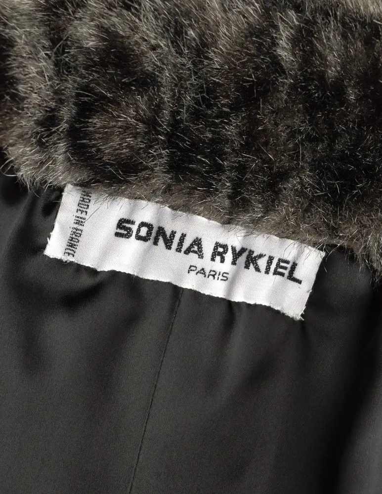 Sonia Rykiel Vintage Grey Leopard Faux Fur Cropped Coat