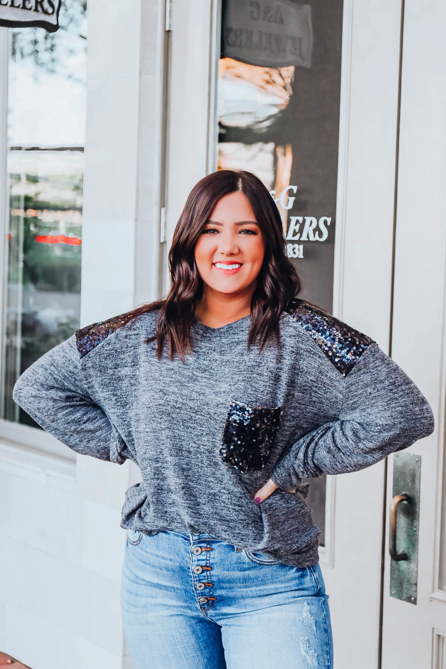 Sparkle On Sequin Accent Top