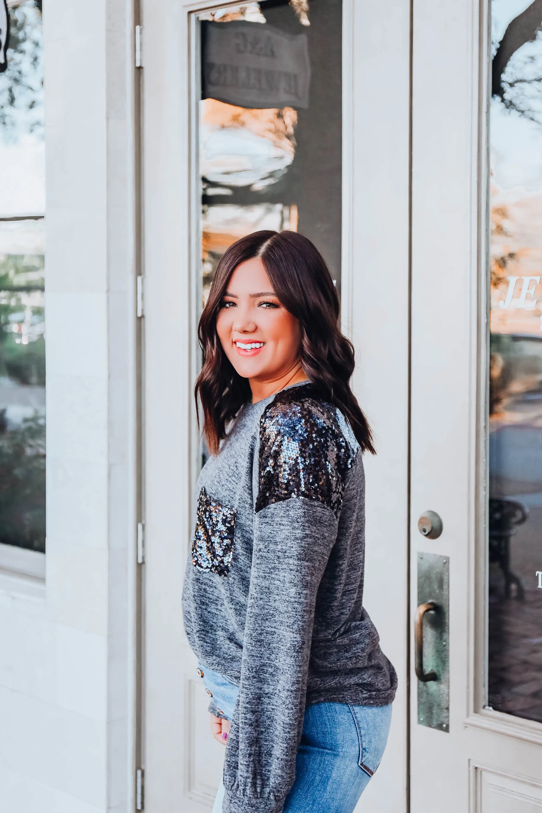 Sparkle On Sequin Accent Top