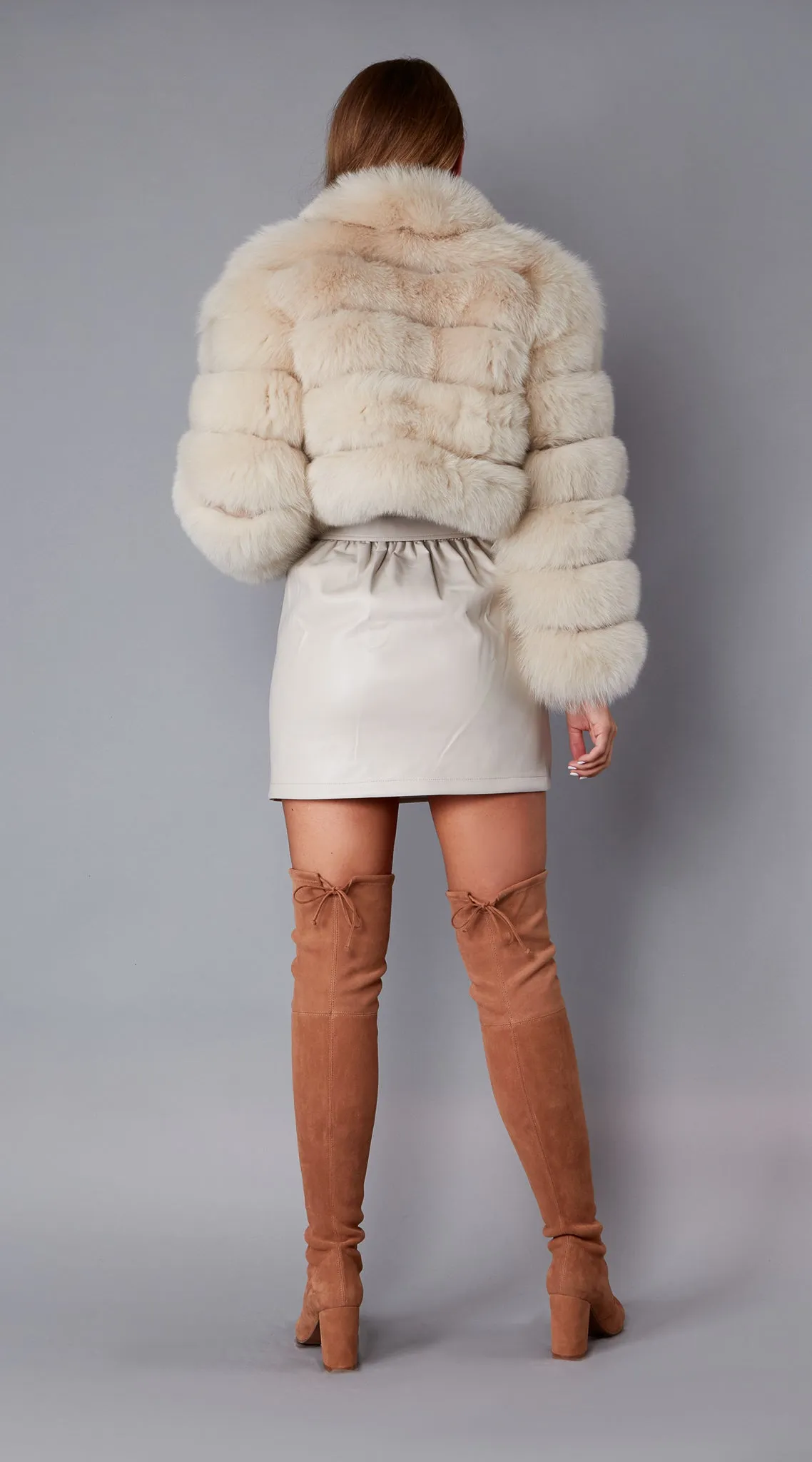 Supreme Luxy Cropped Fox Fur Coat - Buttermilk