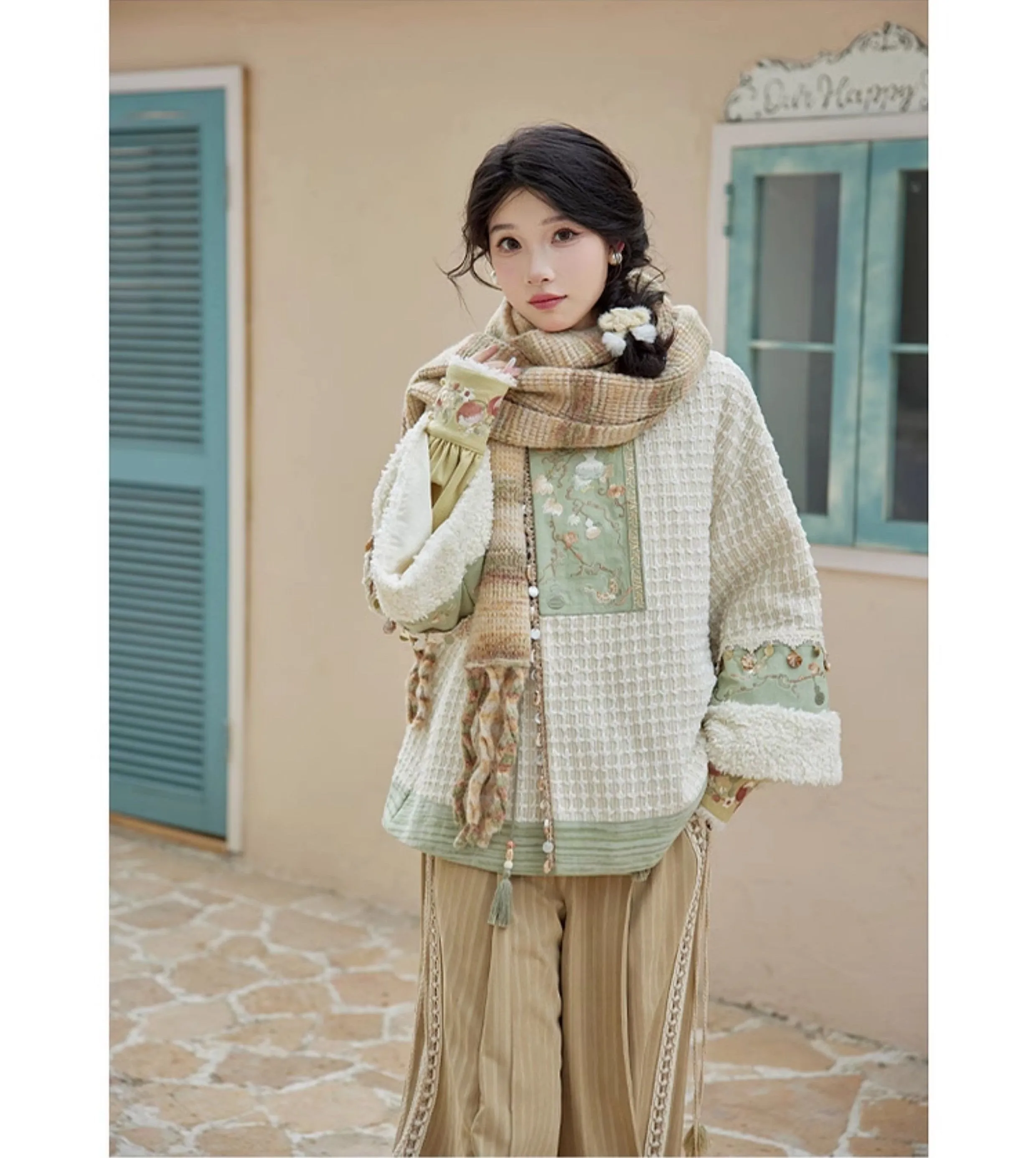 Tana 塔娜 Pagoda Spire Modern Tang Song Round Collar Coat & Pants Set