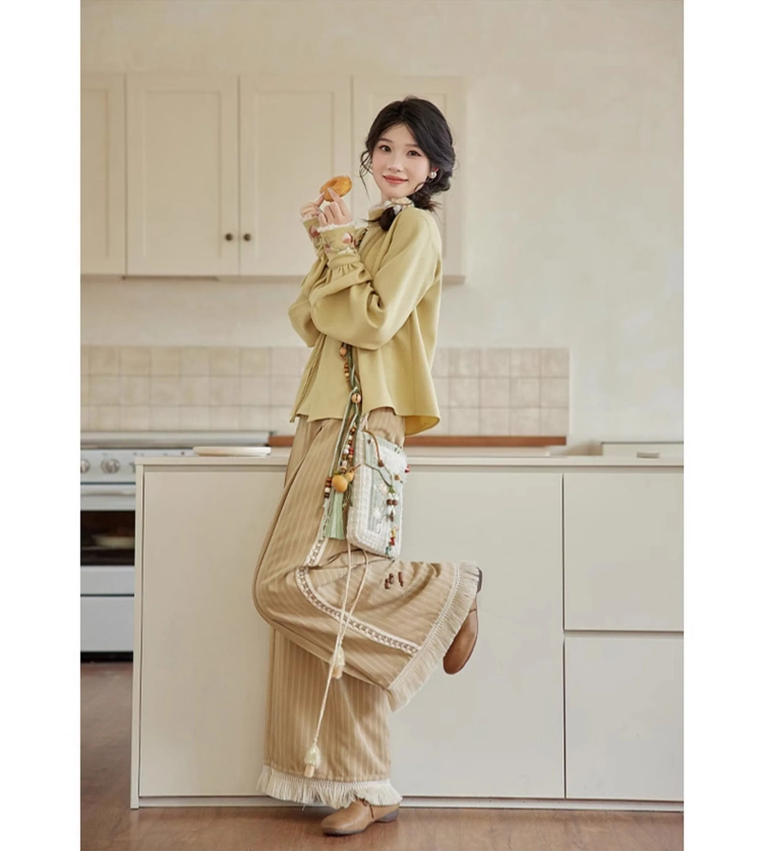 Tana 塔娜 Pagoda Spire Modern Tang Song Round Collar Coat & Pants Set