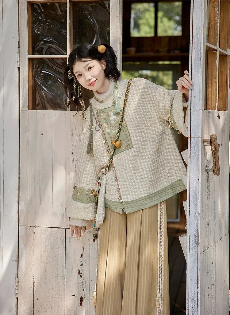 Tana 塔娜 Pagoda Spire Modern Tang Song Round Collar Coat & Pants Set