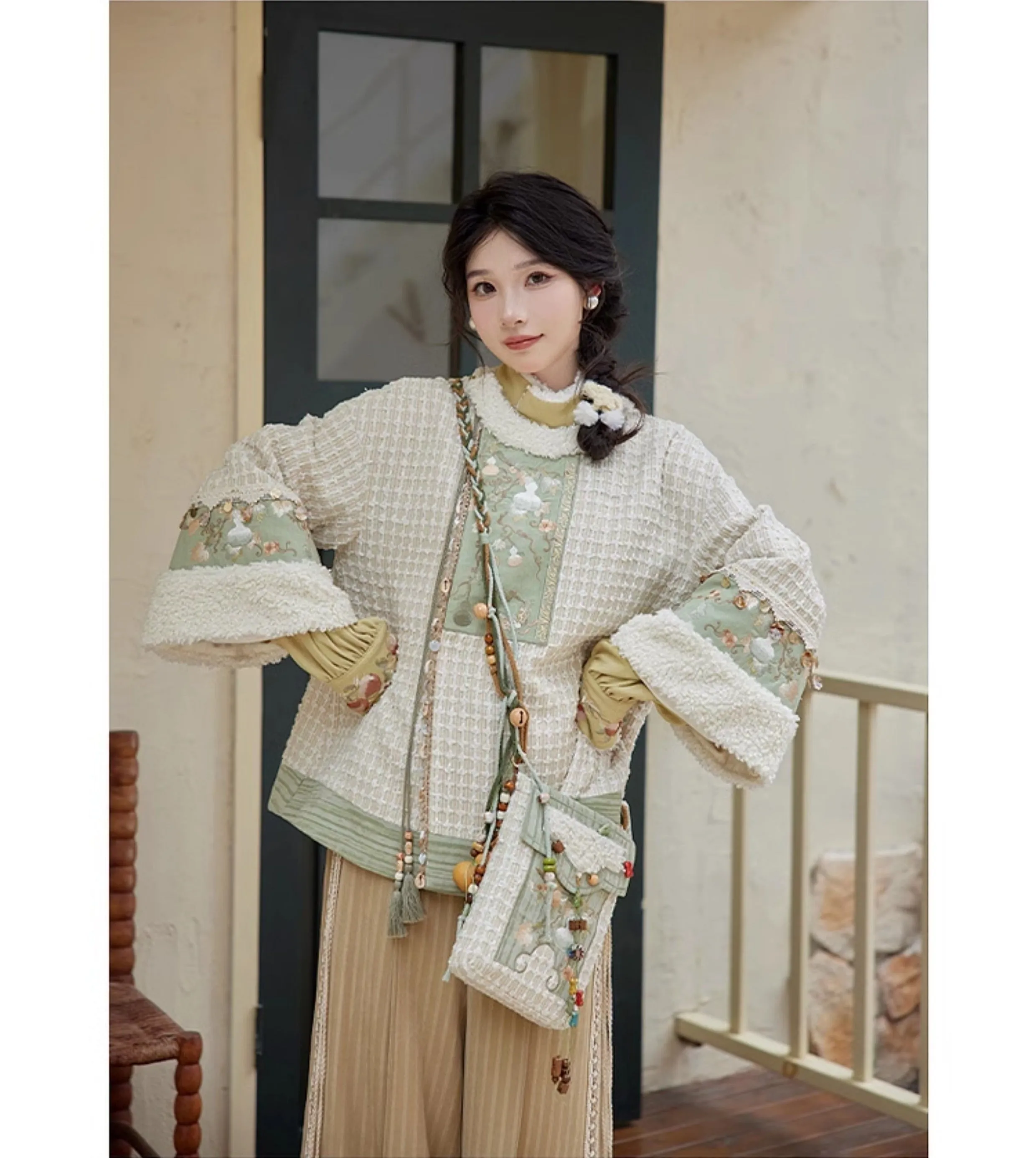 Tana 塔娜 Pagoda Spire Modern Tang Song Round Collar Coat & Pants Set