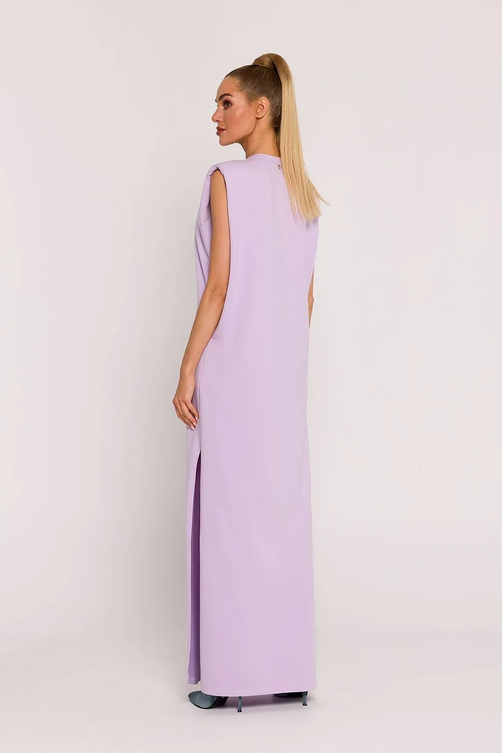 TEEK - Shrug Shoulder Long Sleeveless Slit Dress