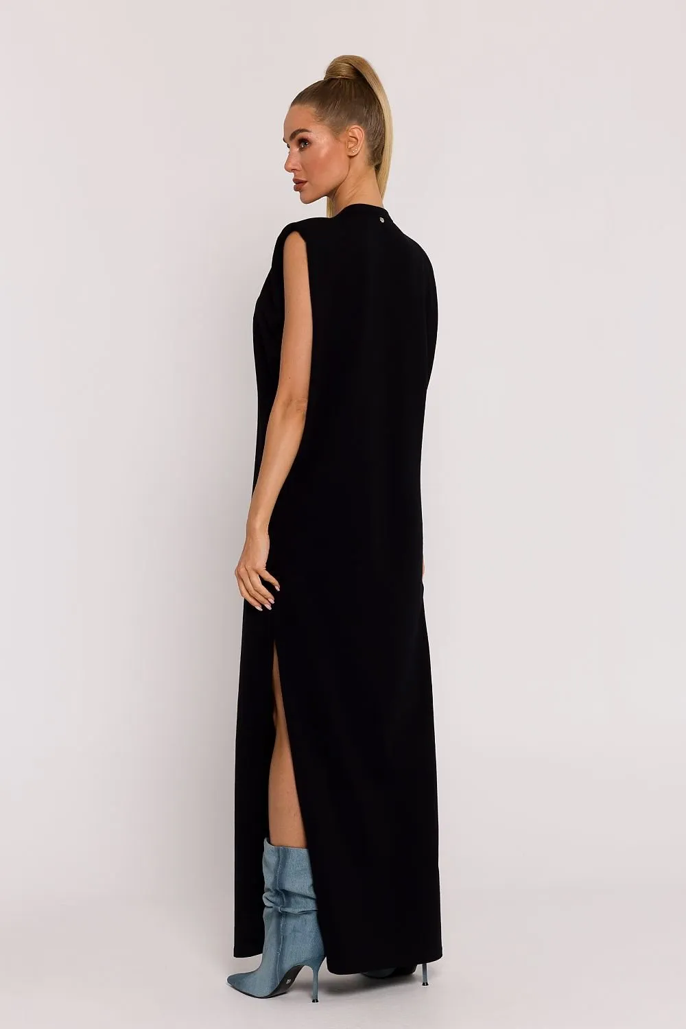 TEEK - Shrug Shoulder Long Sleeveless Slit Dress