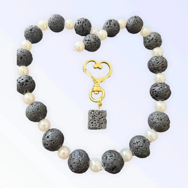 The Black Volcanic Diffuser Collar Charm