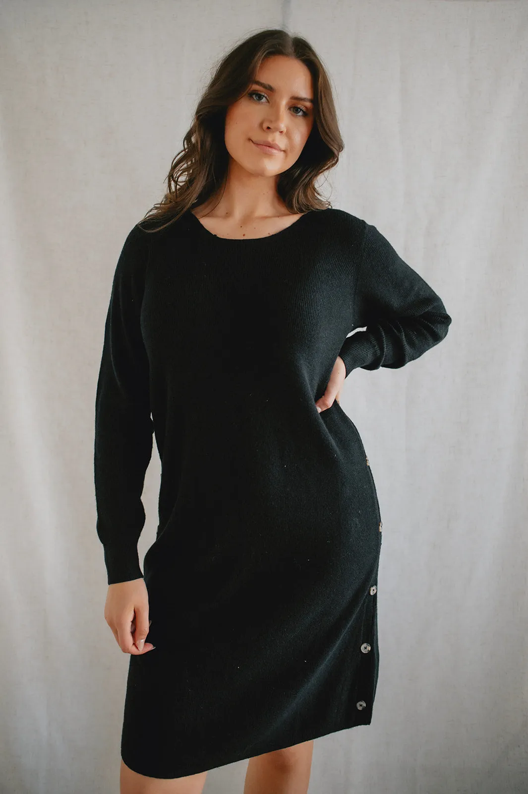 The Christine Knit Button Dress - PLUS