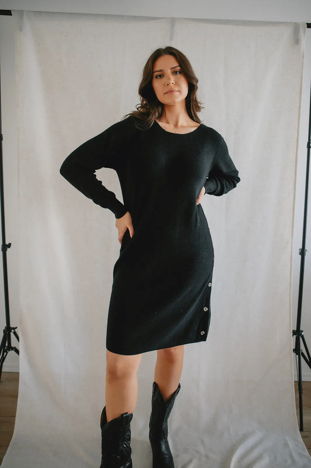 The Christine Knit Button Dress - PLUS