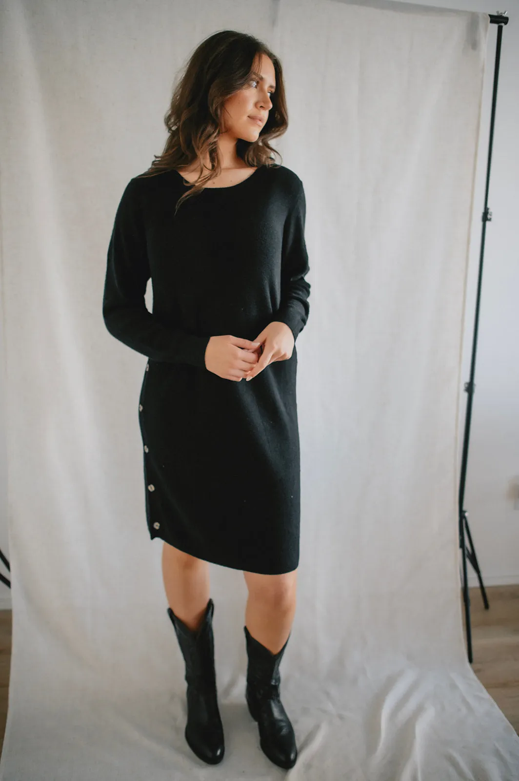 The Christine Knit Button Dress - PLUS