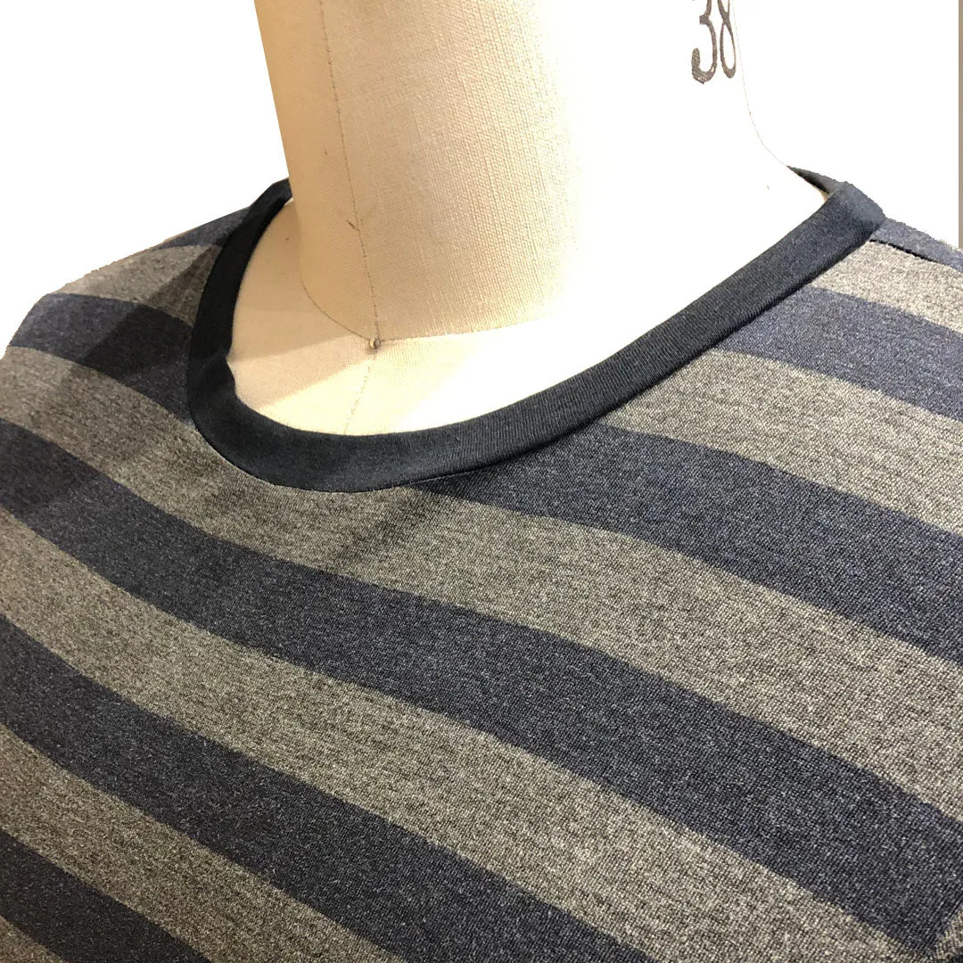 TK TEE- STRIPE NAVY CHARCOAL Men's Knit T-Shirt By Robert James - S,M, XL