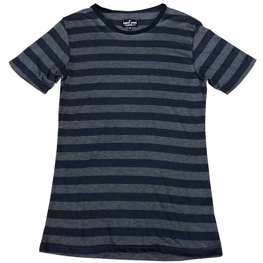 TK TEE- STRIPE NAVY CHARCOAL Men's Knit T-Shirt By Robert James - S,M, XL