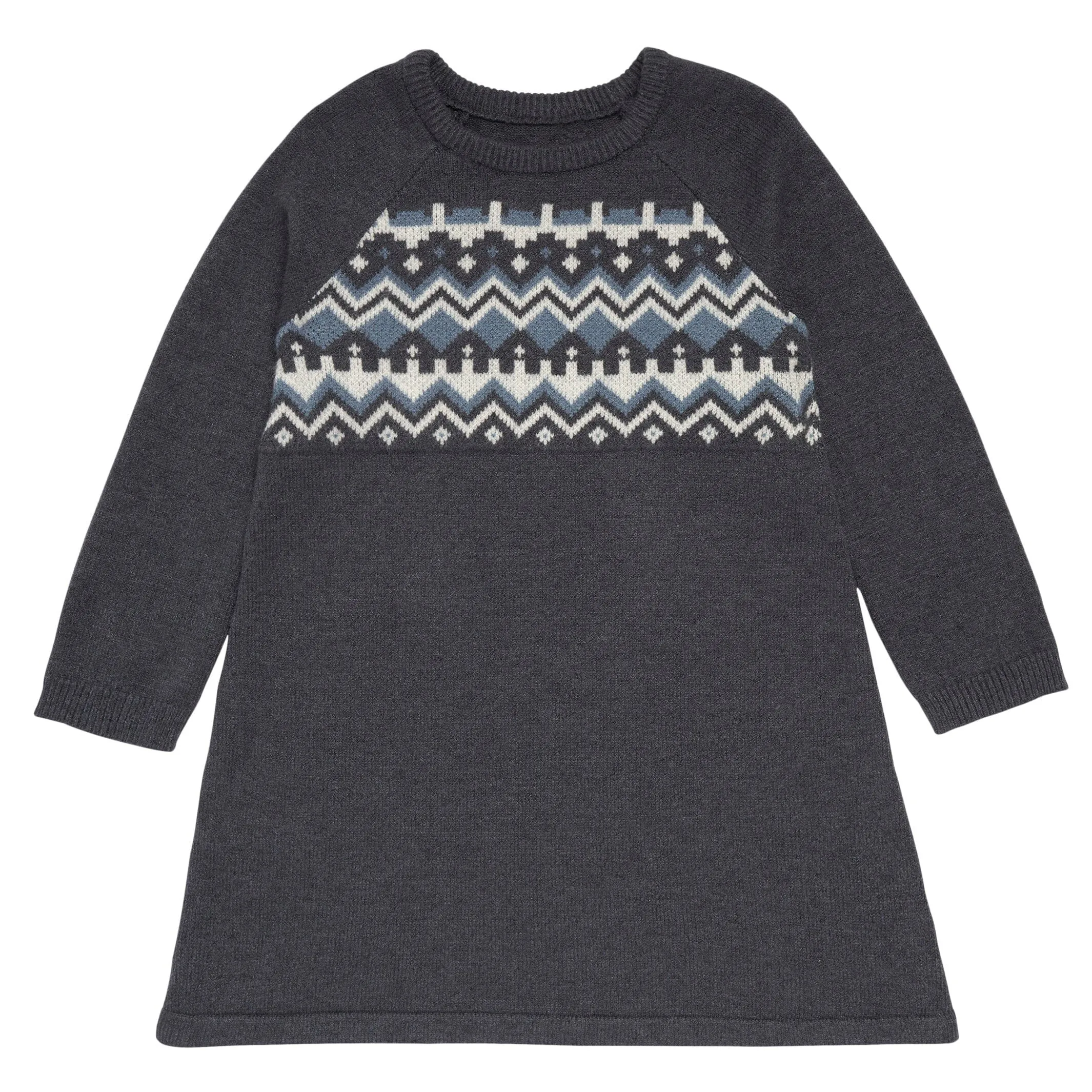 Toddler Girls Dark Grey Heather Fair Isle Sweater Dress