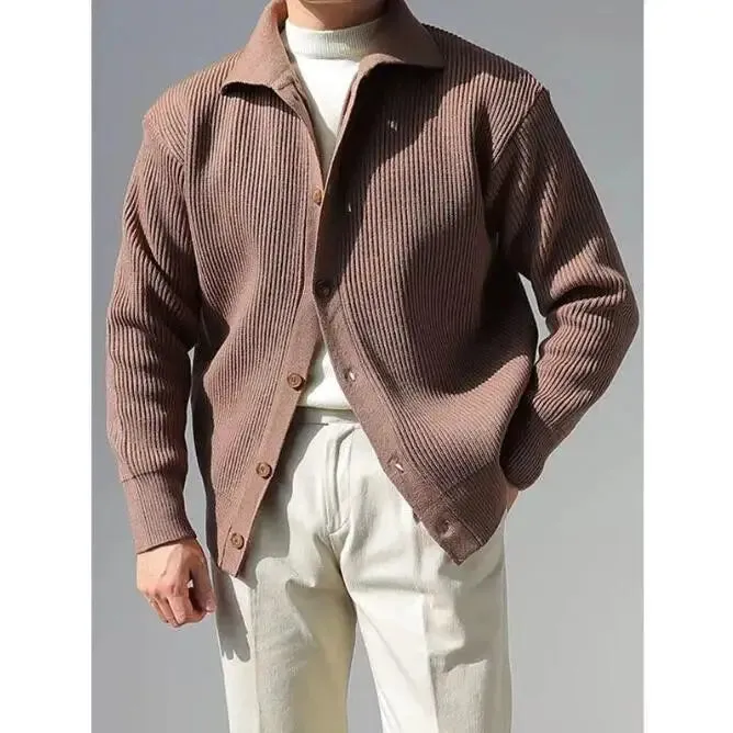 Toleet Y2K Street Style 2022 New Fall Winter Collar Casual Solid Knitwear Cardigan Sweater Men's Fashion Sweater Coat