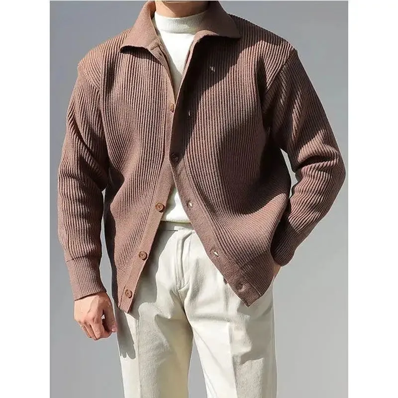 Toleet Y2K Street Style 2022 New Fall Winter Collar Casual Solid Knitwear Cardigan Sweater Men's Fashion Sweater Coat