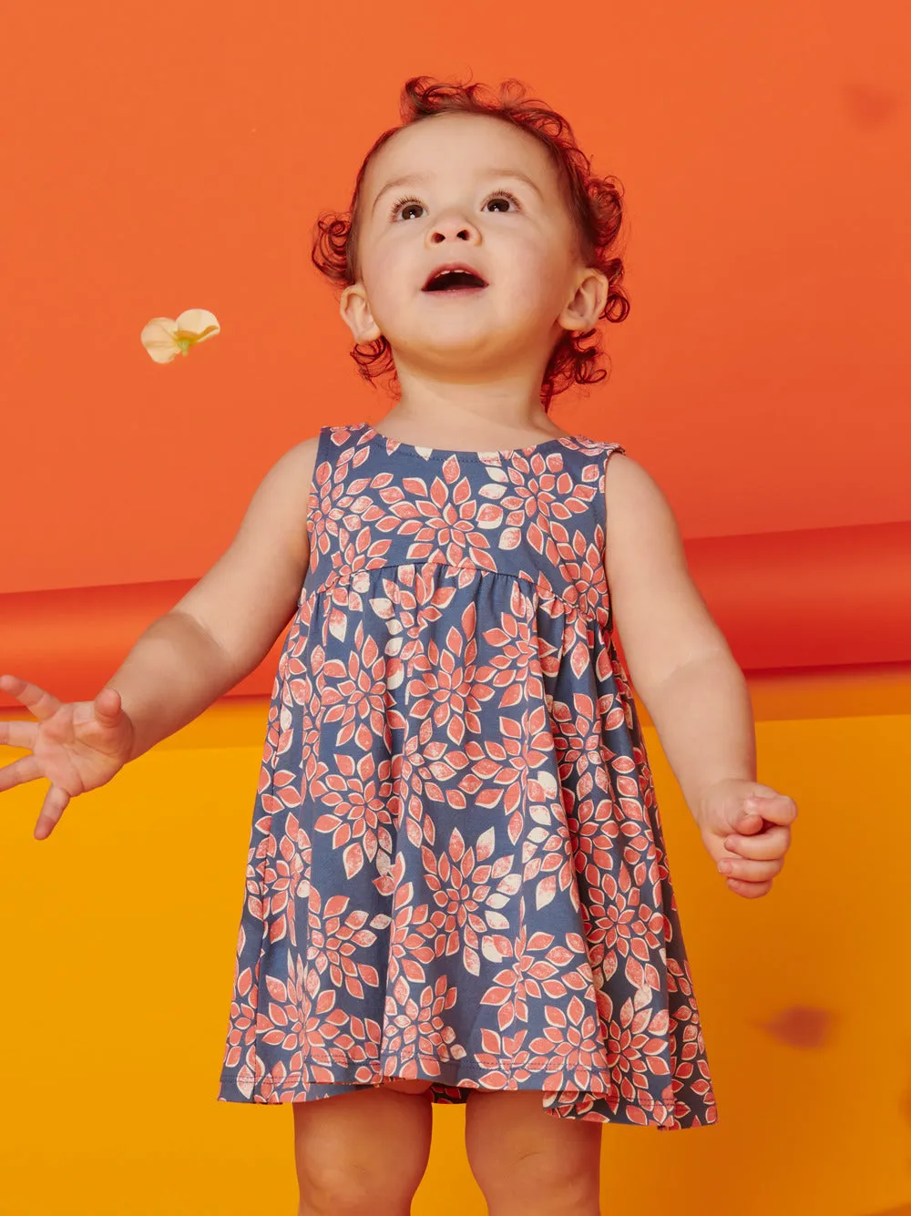 Twirl Tank Baby Dress - Block Print Leaf