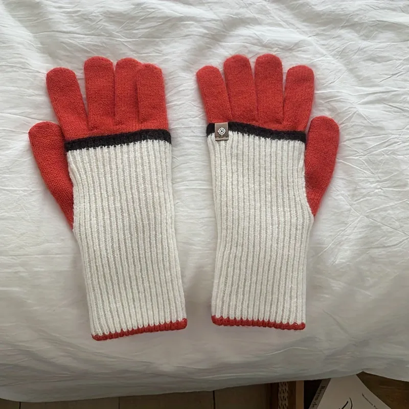 Unisex Knit Acrylic Touch Screen Gloves - Casual Full Finger Elasticity Gloves for Cold Weather - Weekend Casual Long Style with Decorative Zipper Detail for Warmth, Cycling, Skiing - Crafted with Knitting Technique