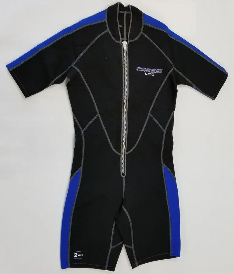 Used Cressi 2mm Mens Lido Short Front Zip Wetsuit, Size: X-Large