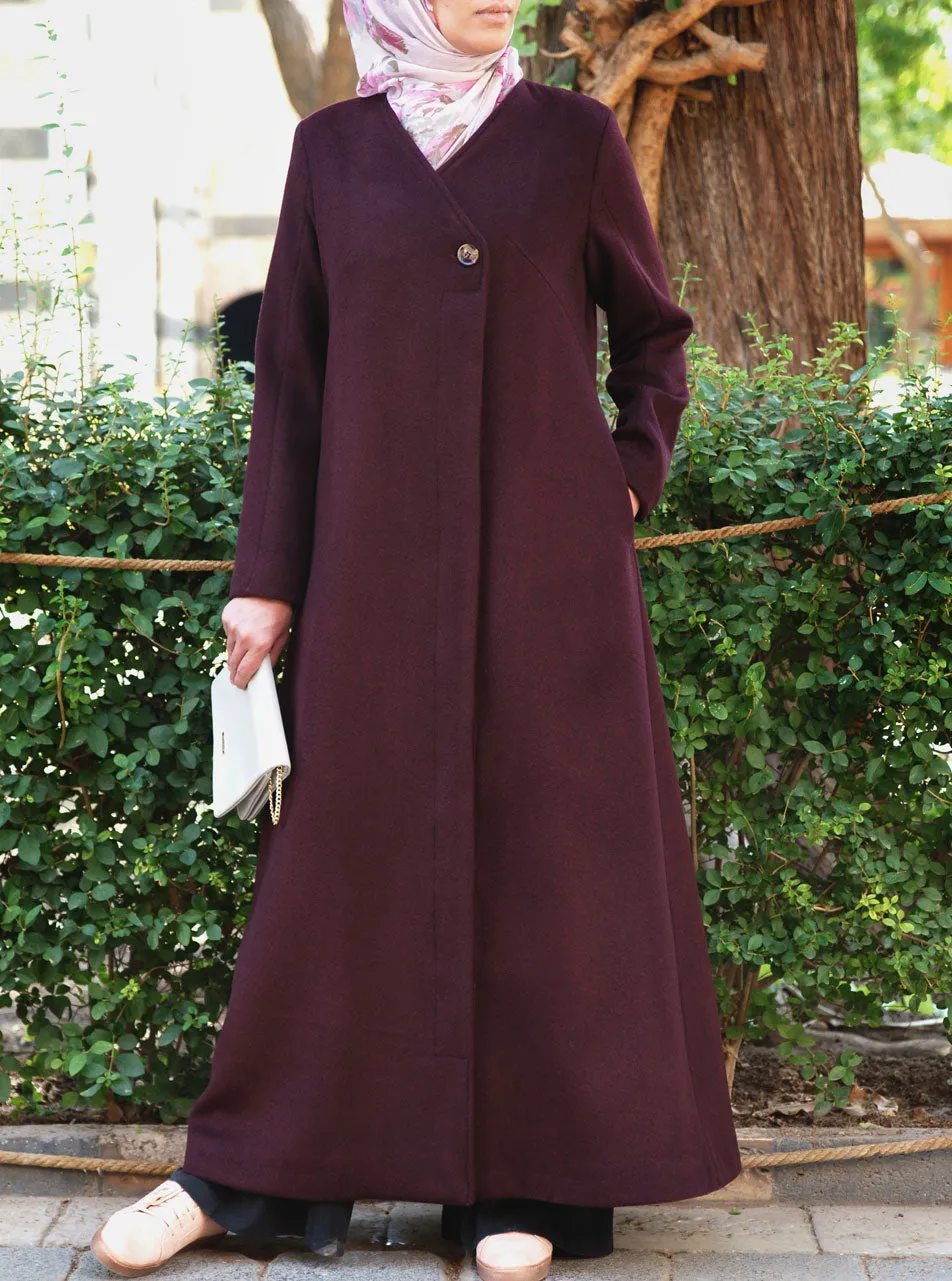 V-Opening Wool Coat