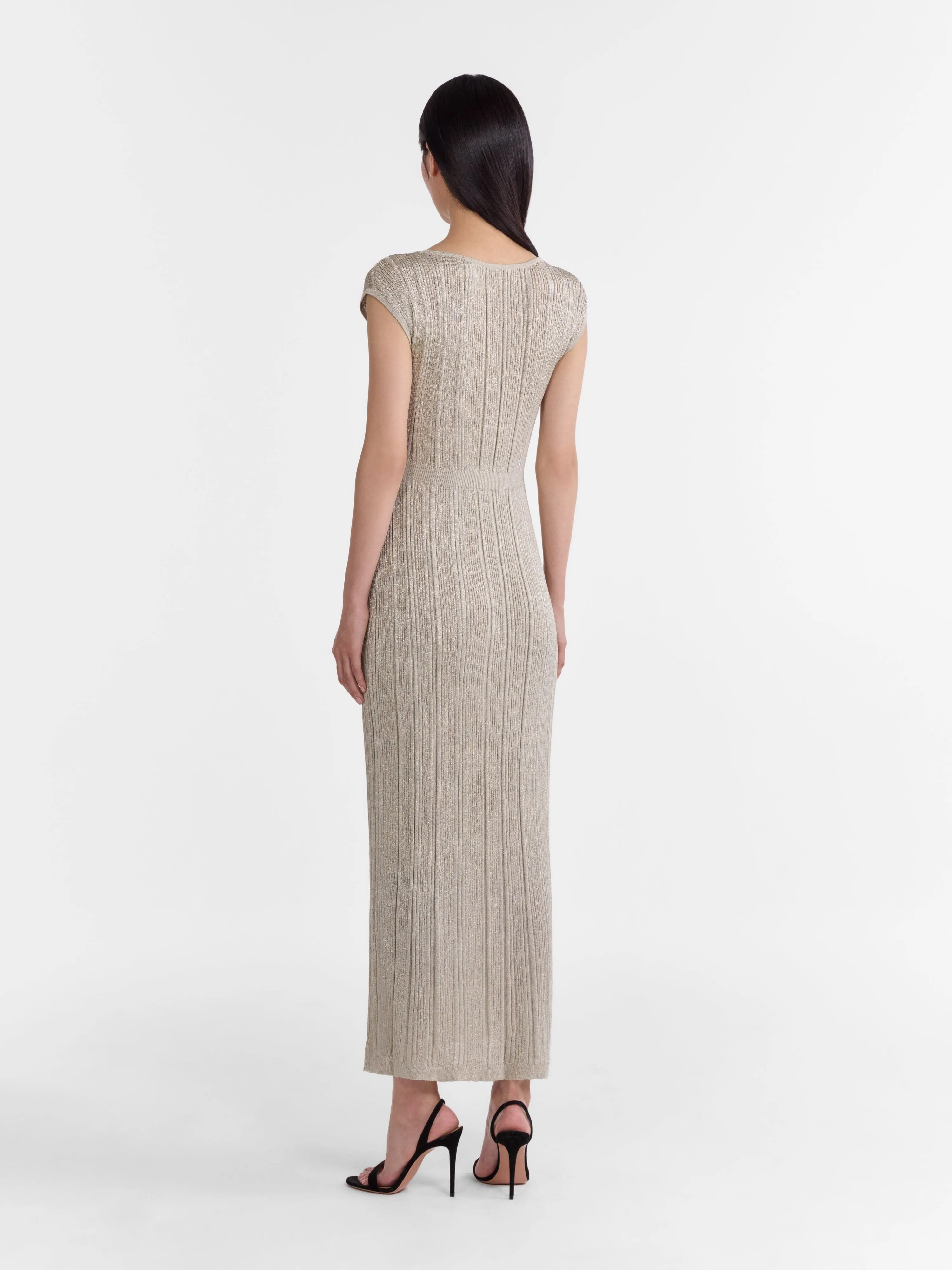 Venyx Stardust Rib Dress in Pale Silver