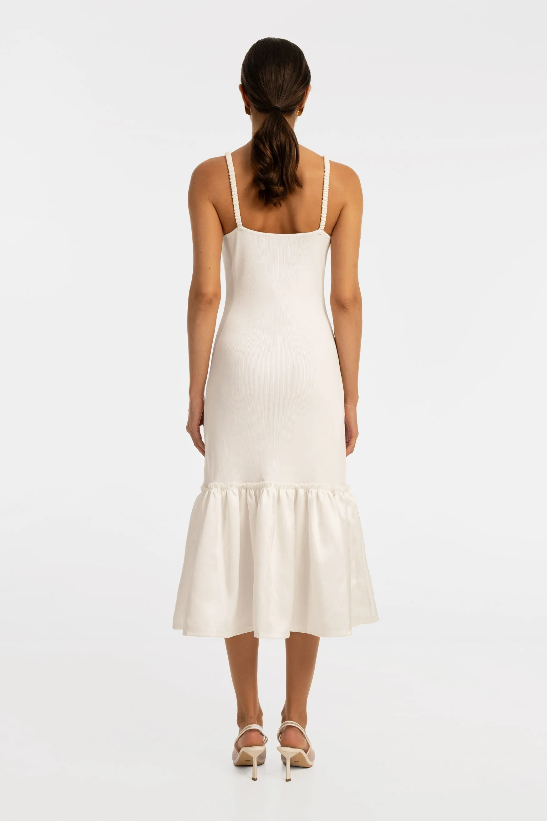 Victoria Knit Midi Dress - White