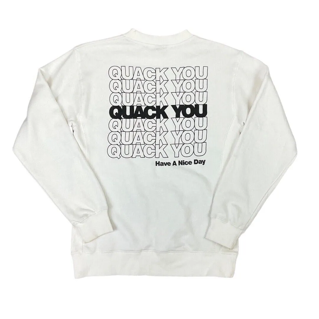 Vintage 00s White B One Soul Duck Dude Quack You Streetwear Jumper S M