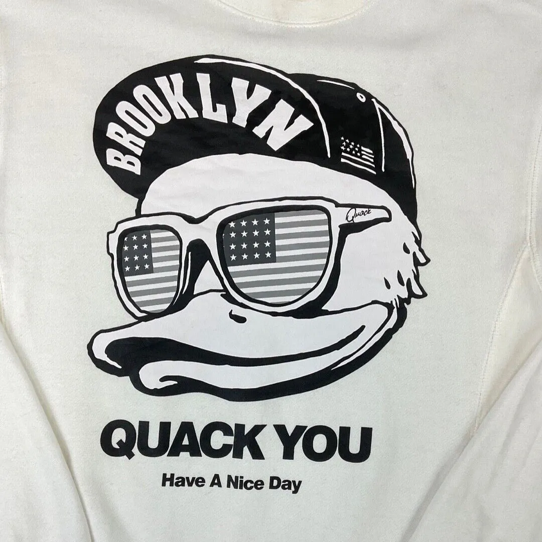 Vintage 00s White B One Soul Duck Dude Quack You Streetwear Jumper S M