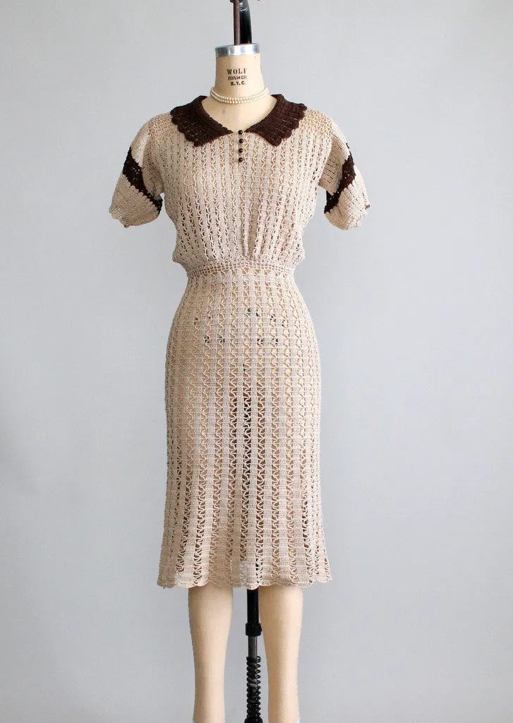 Vintage 1930s Babydoll Knit Day Dress