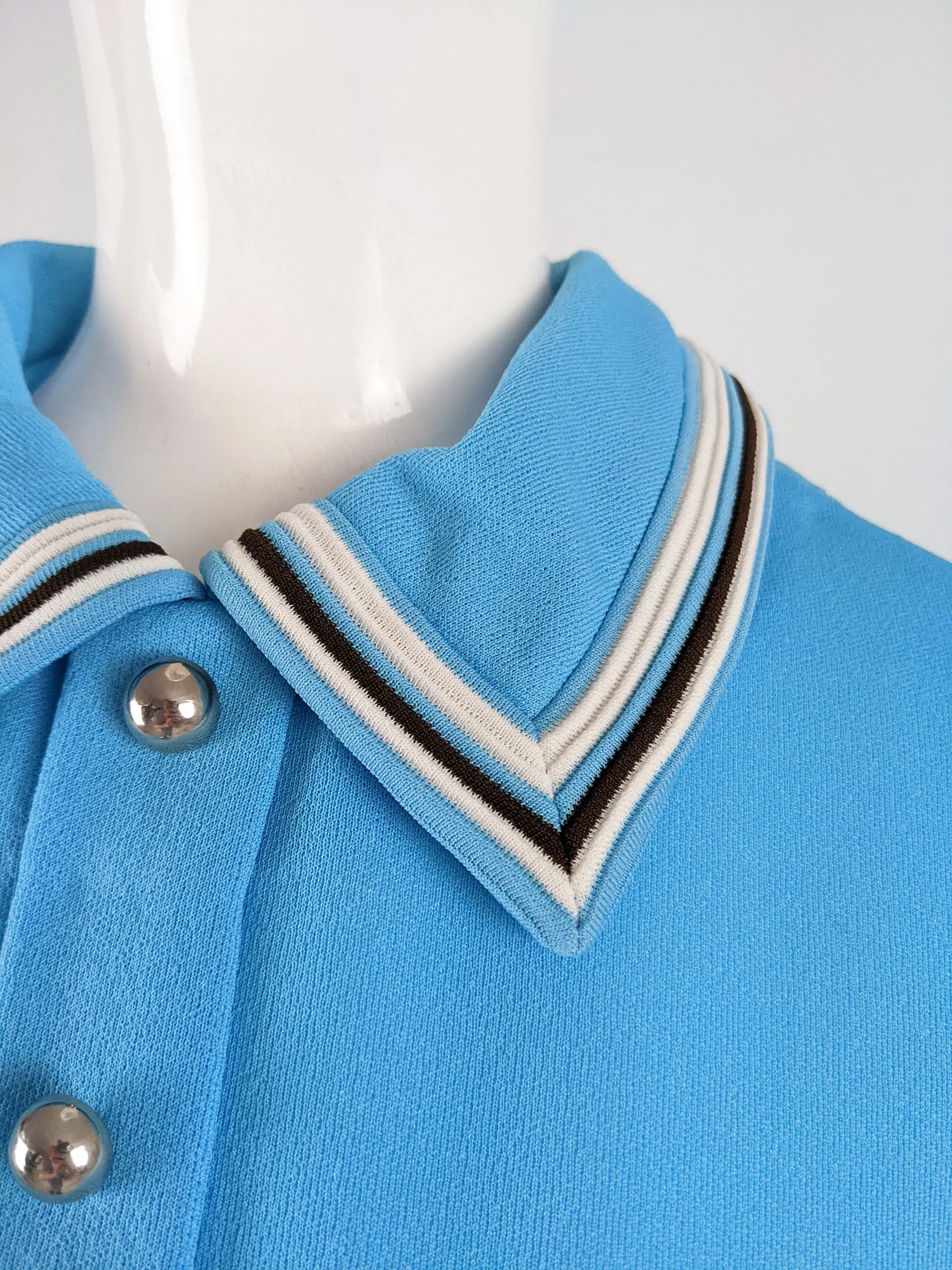 Vintage 1960s Blue Polyester Knit Shift Dress