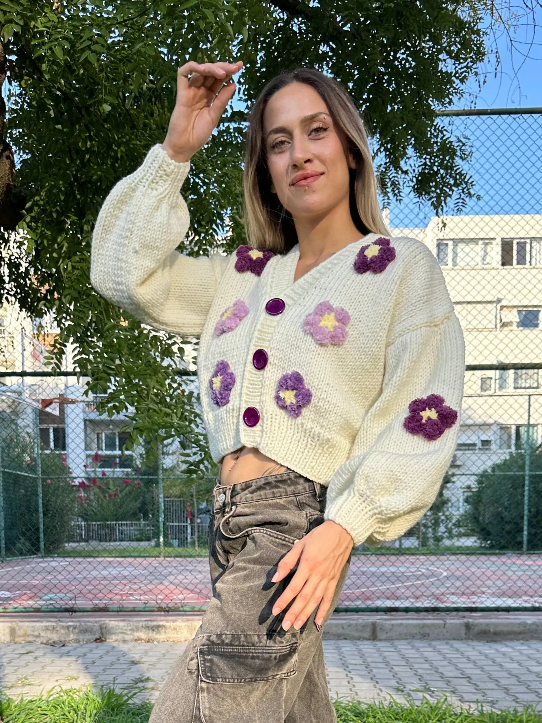 Violet - Soft Knit Handmade Cardigan