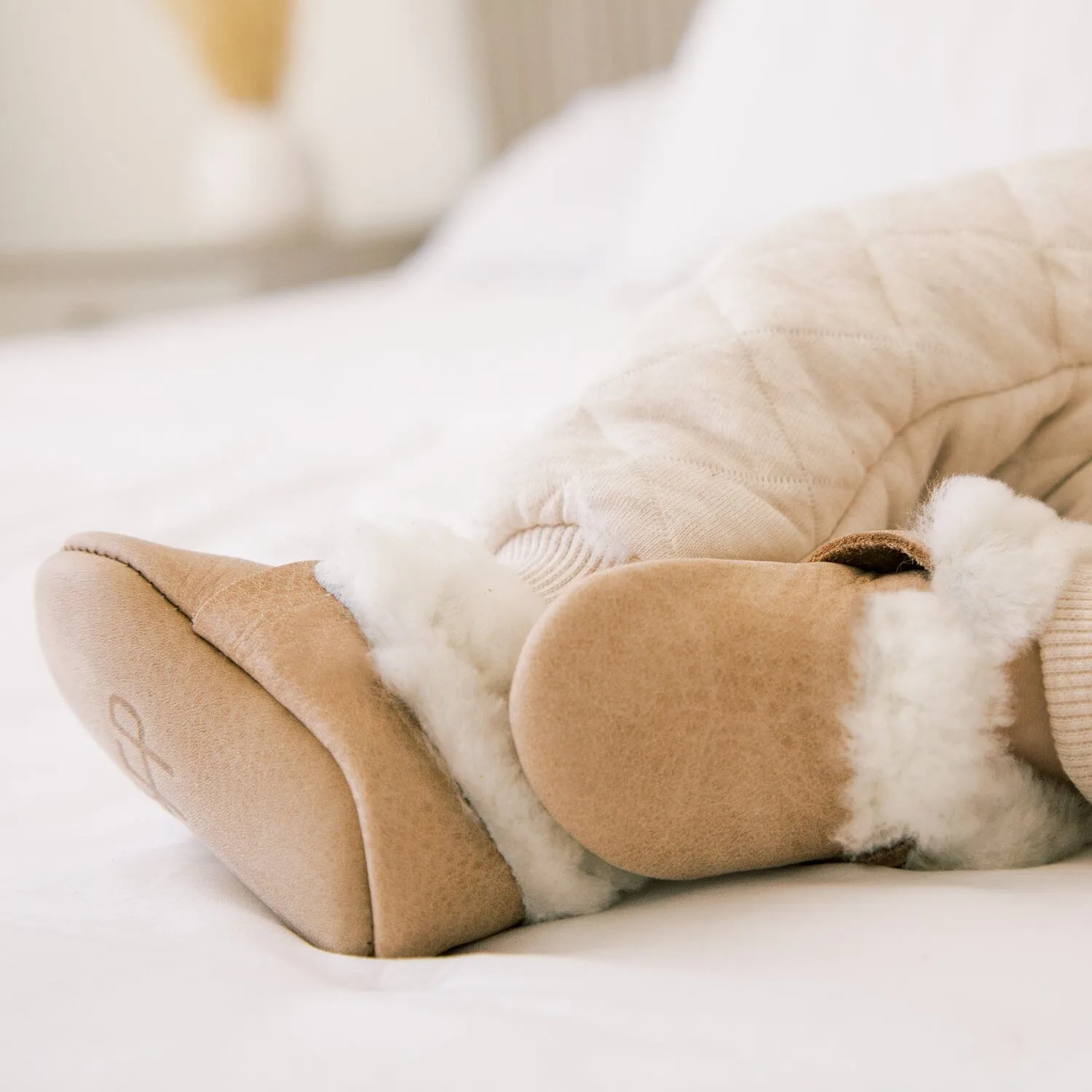 Weathered Brown Shearling Baby Shoe