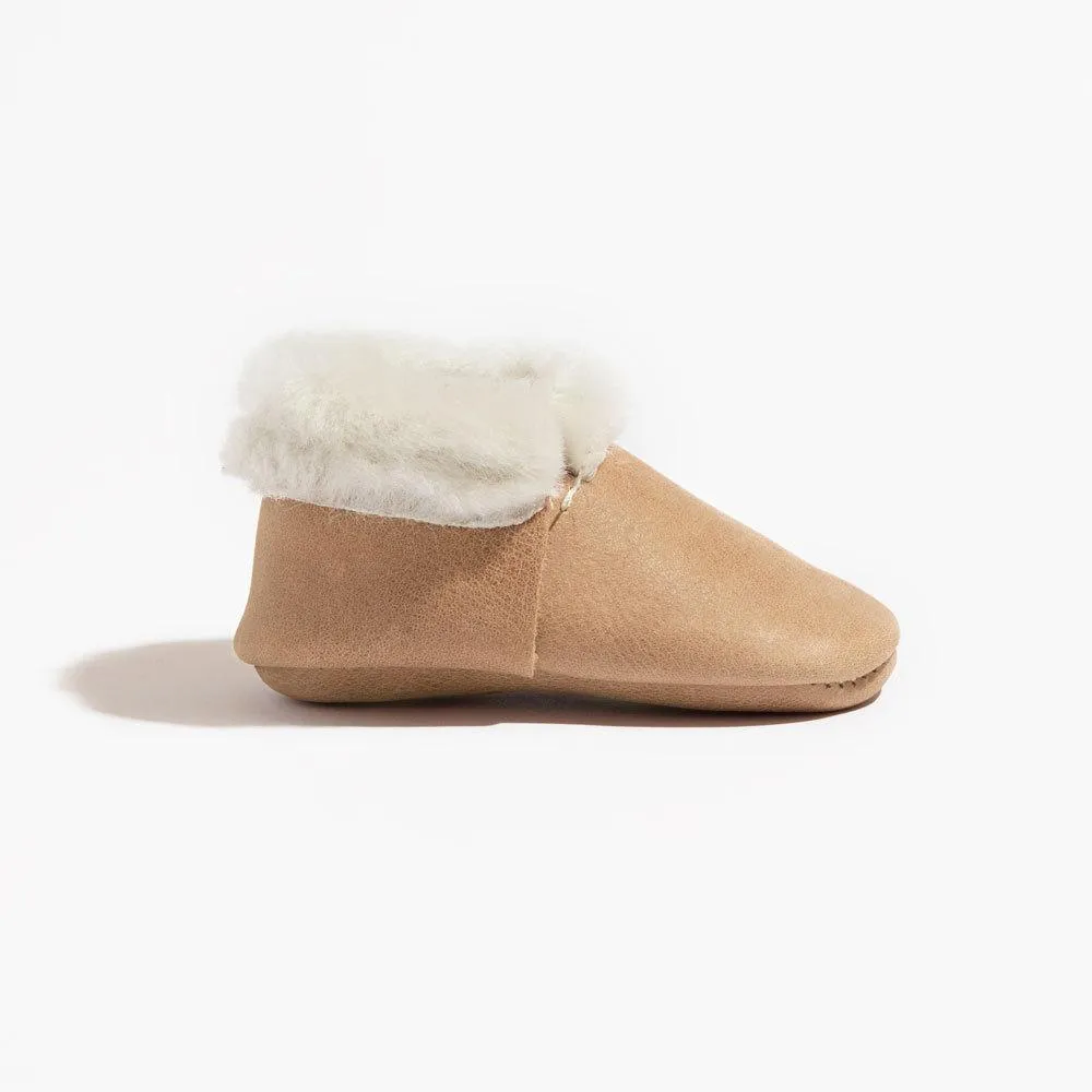 Weathered Brown Shearling Baby Shoe