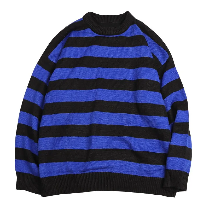 Wenkouban Striped Sweater Women Oversized Jumper Knitted Pullover Casual Crew Neck Jumper Ladies Harajuku Knitwear Autumn Warm Streetwear