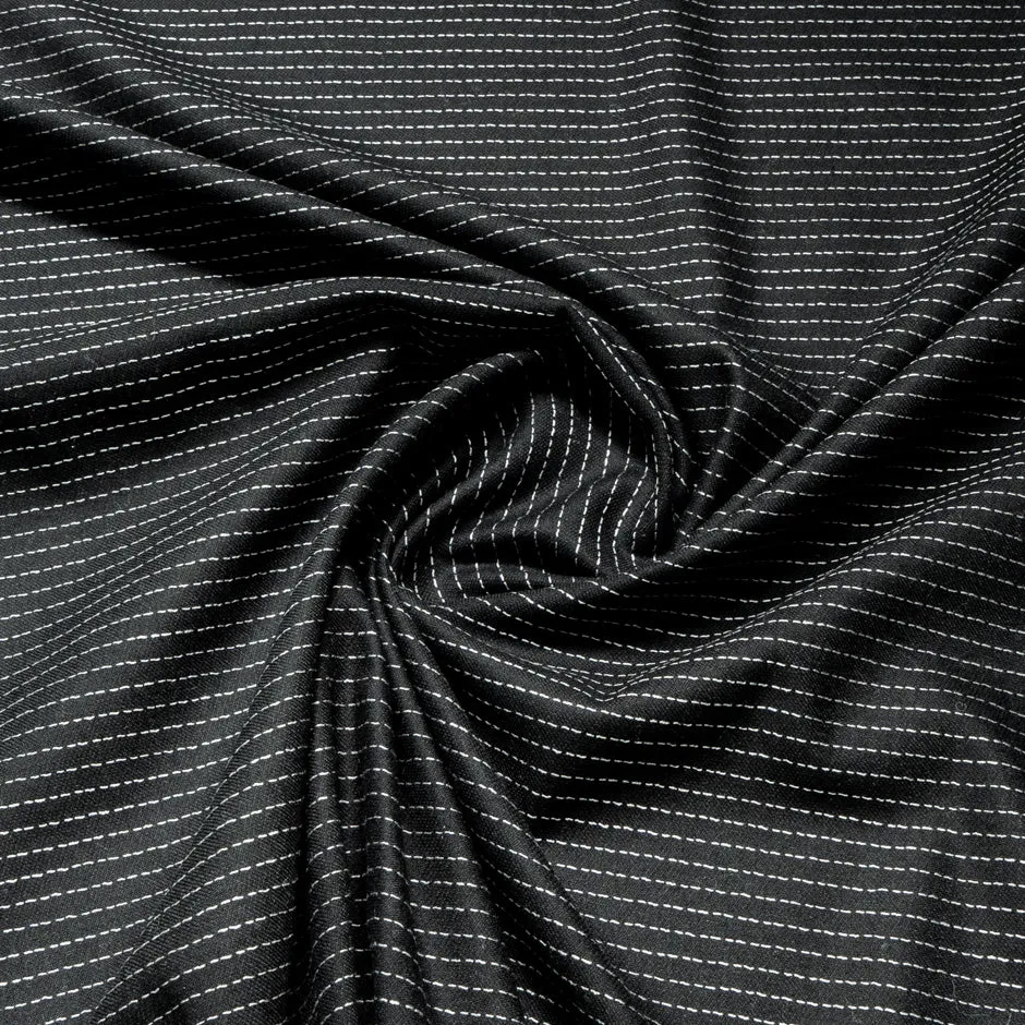 White Stitched Black Pure Wool