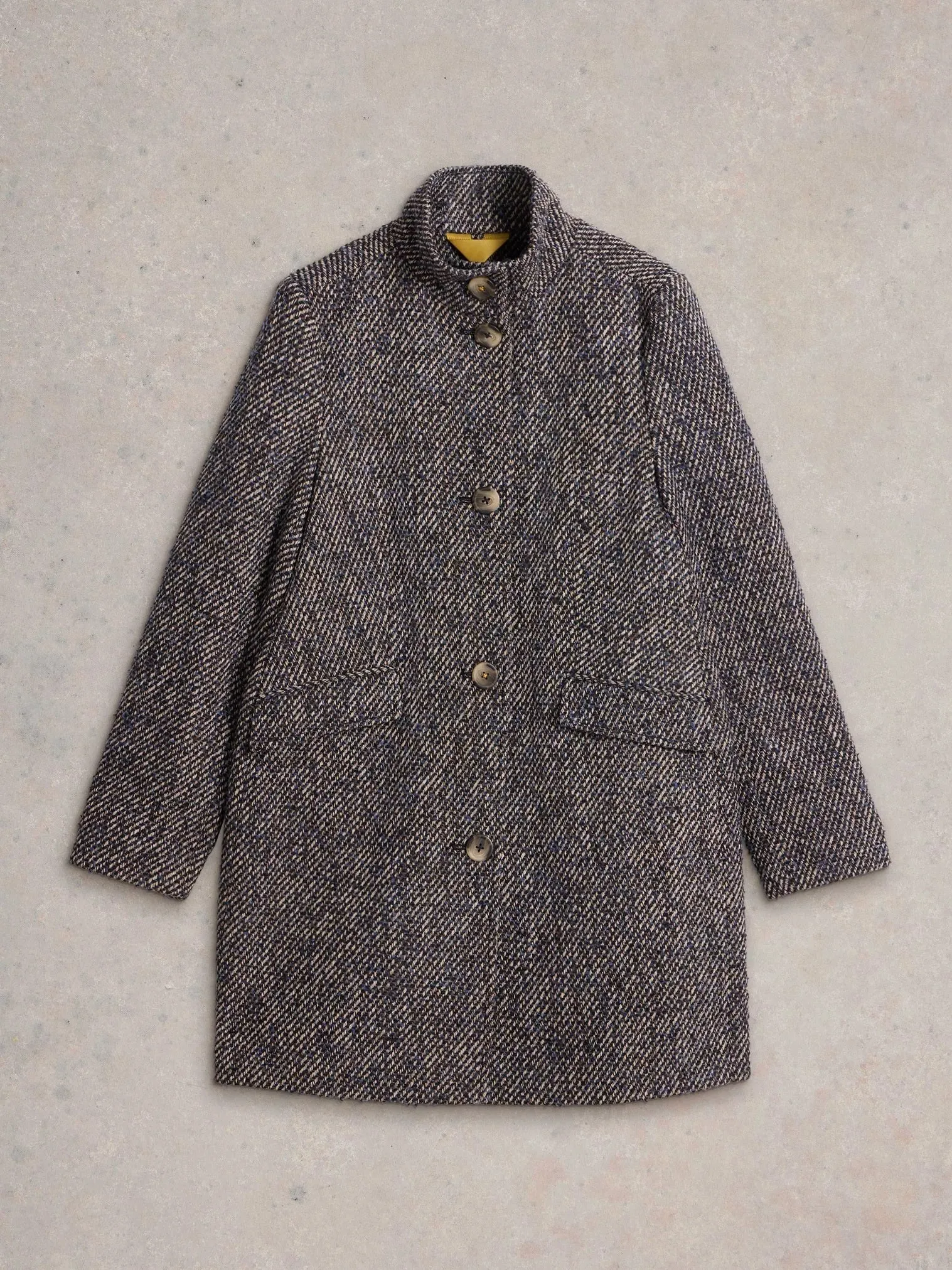 White Stuff Karla Tweedy Coat Navy Multi