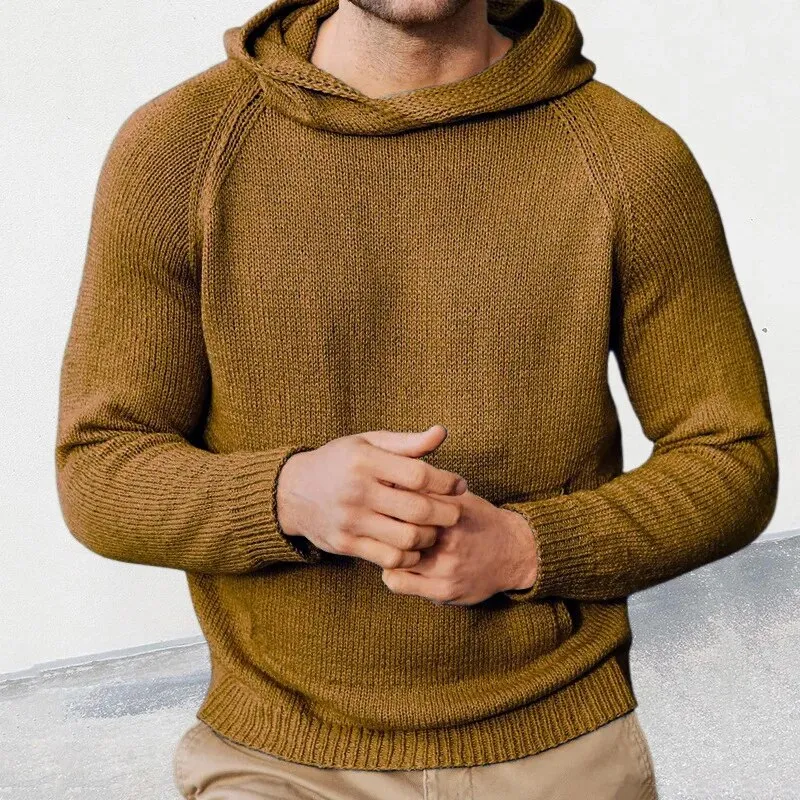 Wiaofellas Male Solid Knit Sweat-shirts Autumn Solid Long Sleeve Jumper Pullovers Men Clothing Winter Hoody Knitted Sweater Streetwear