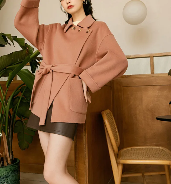 Women Coat Handmade Coat, Double Face Wool Women Coat Jacket /3550