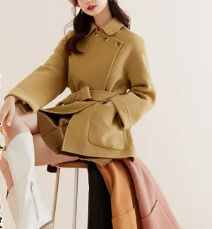 Women Coat Handmade Coat, Double Face Wool Women Coat Jacket /3550