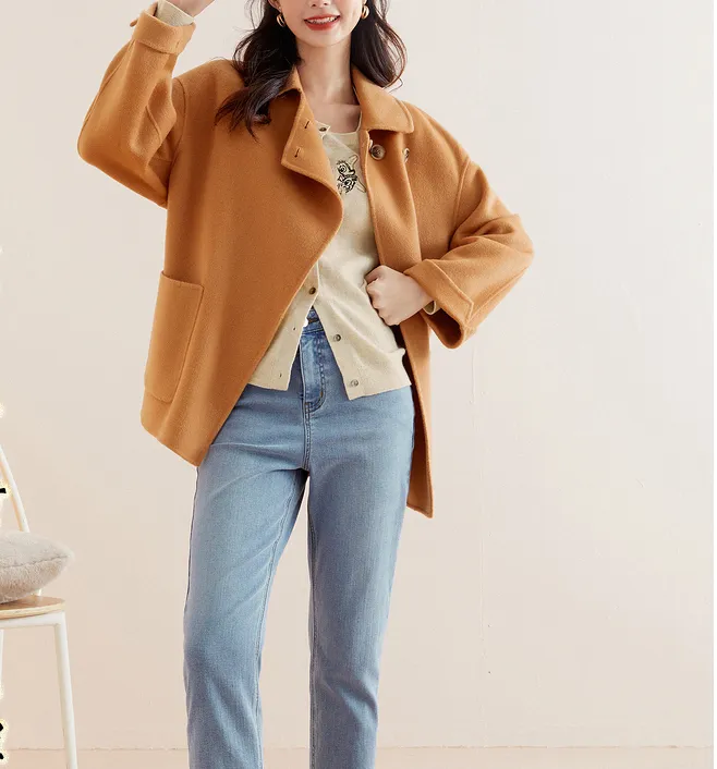 Women Coat Handmade Coat, Double Face Wool Women Coat Jacket /3550