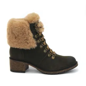 WOMEN'S AETREX BROOKLYN WEATHER-FRIENDLY FUR LACE UP BOOT | KHAKI