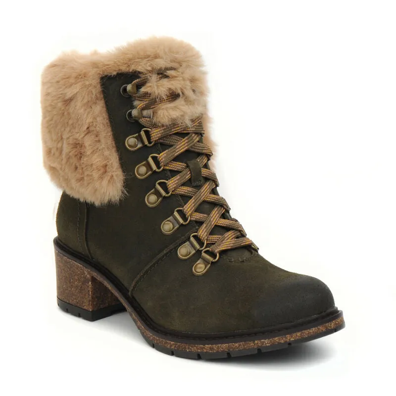 WOMEN'S AETREX BROOKLYN WEATHER-FRIENDLY FUR LACE UP BOOT | KHAKI